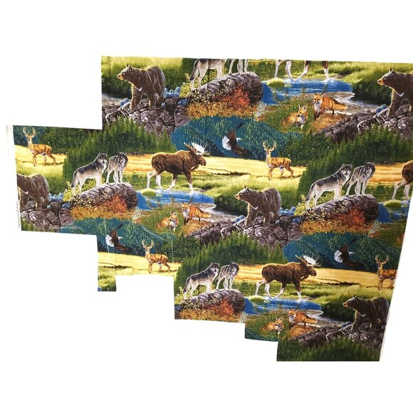 Bringing Nature Home Scenic Wildlife Fabric Panel Wolves Bears Foxes Moose - Picture 1 of 14